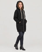 Lange Sweatjacke – mit Kapuze