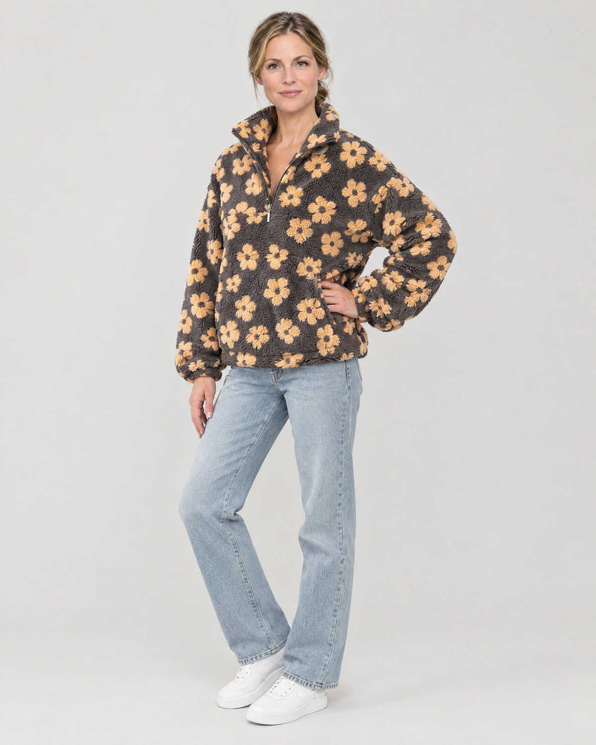 Teddyfleece-Pullover – Dreiviertelansicht