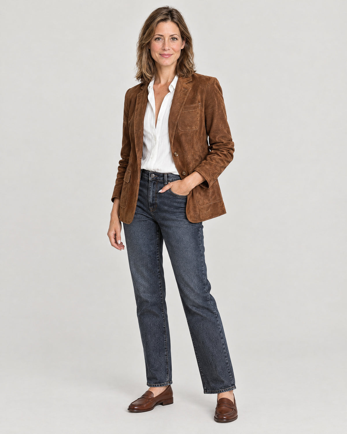 Wildleder-Blazer – Dreiviertelansicht