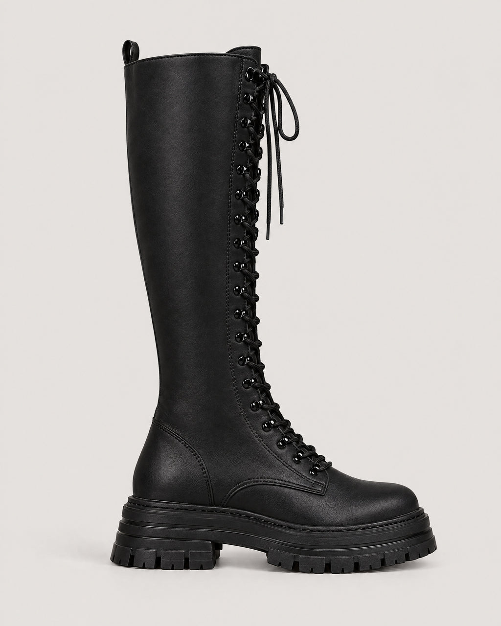 Schnürstiefel Damen Schwarz – Seitenansicht