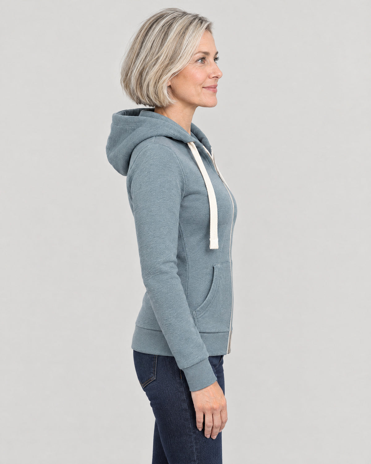 Fleece Sweatjacke – Seitenansicht