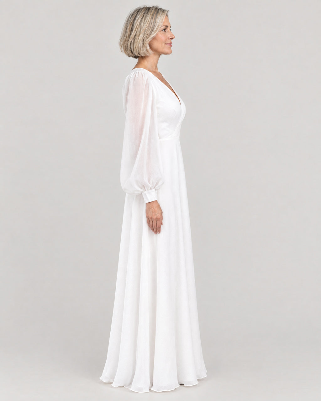 Brautkleid langarm – Seitenansicht
