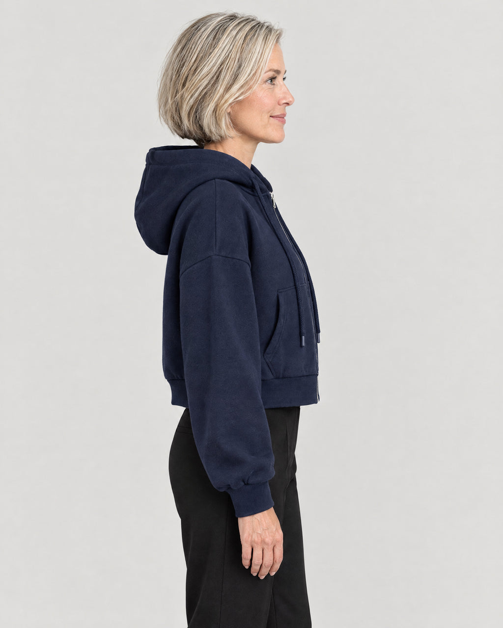 Cropped Sweatjacke – Seitenansicht