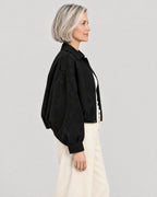 Kurze Oversized-Jacke Damen Schwarz – Seitenansicht