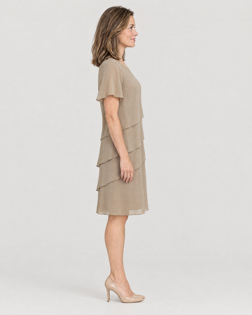 Chiffon Stufenkleid – Seitenansicht