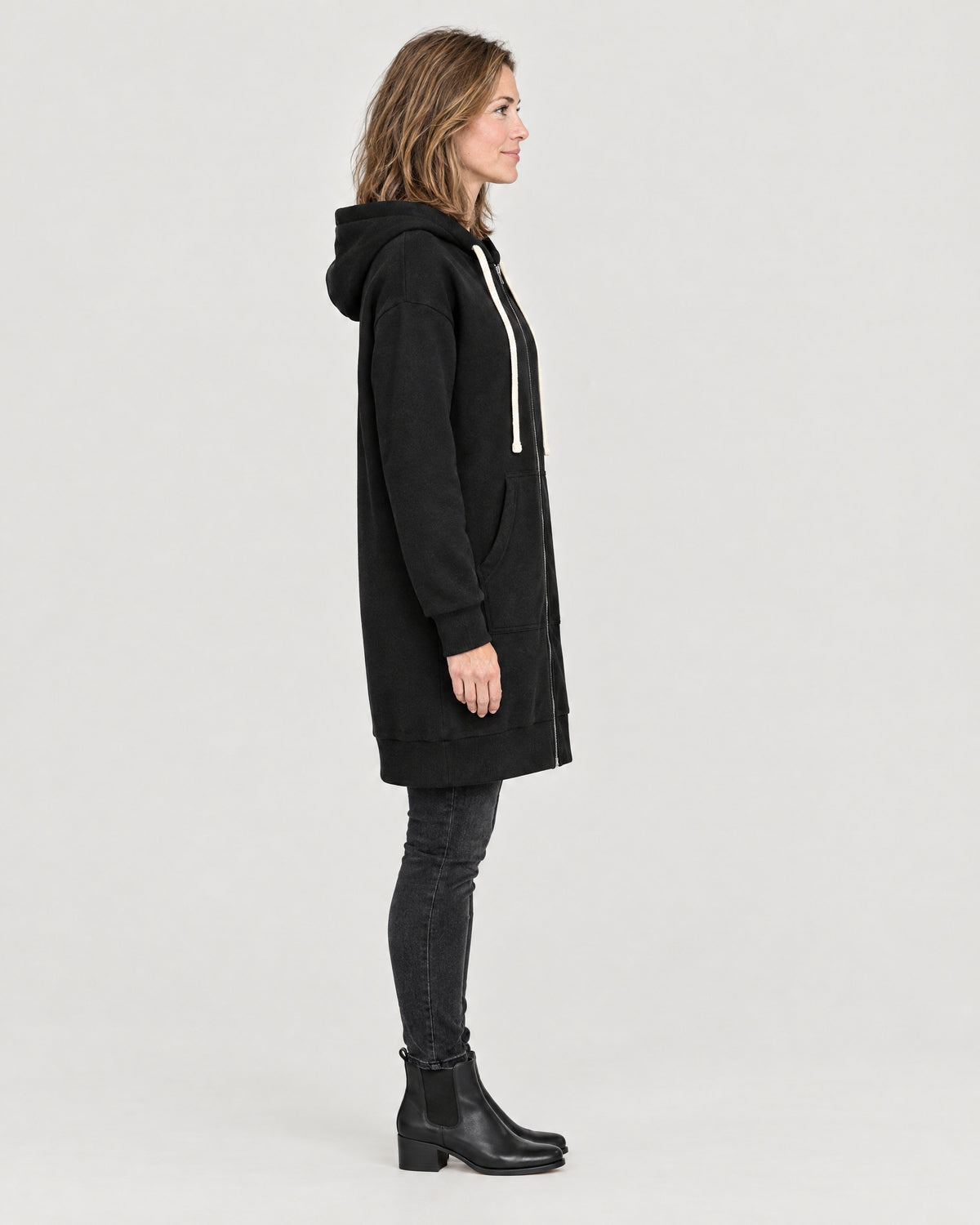 Lange Sweatjacke – Seitenansicht
