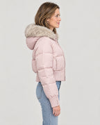 Kurze Steppjacke Damen Rosa – Seitenansicht