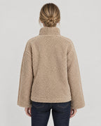 Teddy Fleecejacke Damen Beige – Rückansicht