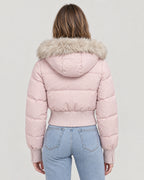 Kurze Steppjacke Damen Rosa – Rückansicht