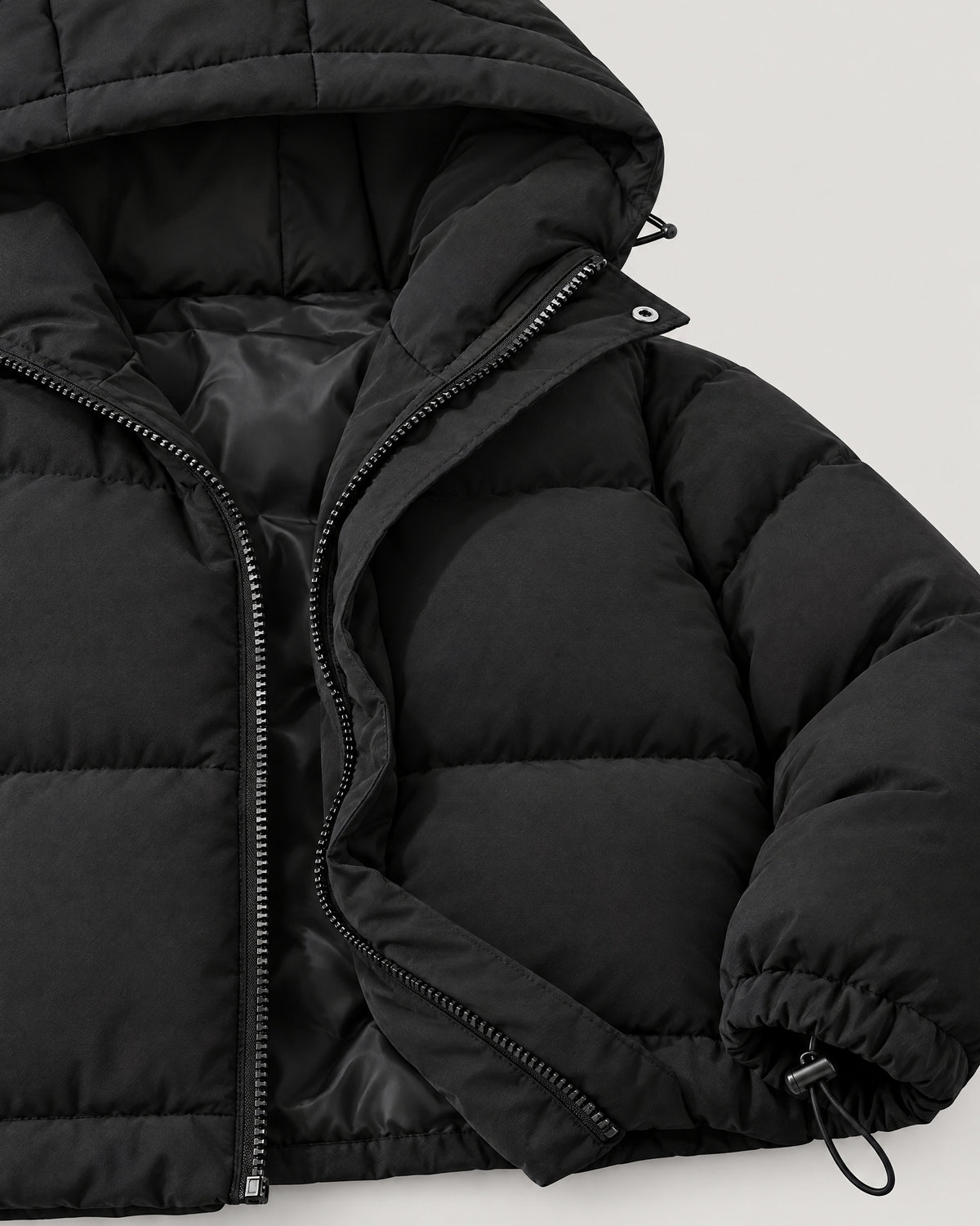 Pufferjacke – Detail Kordelzug