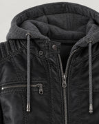 Kunstlederjacke – Detail Kragen und Kapuze