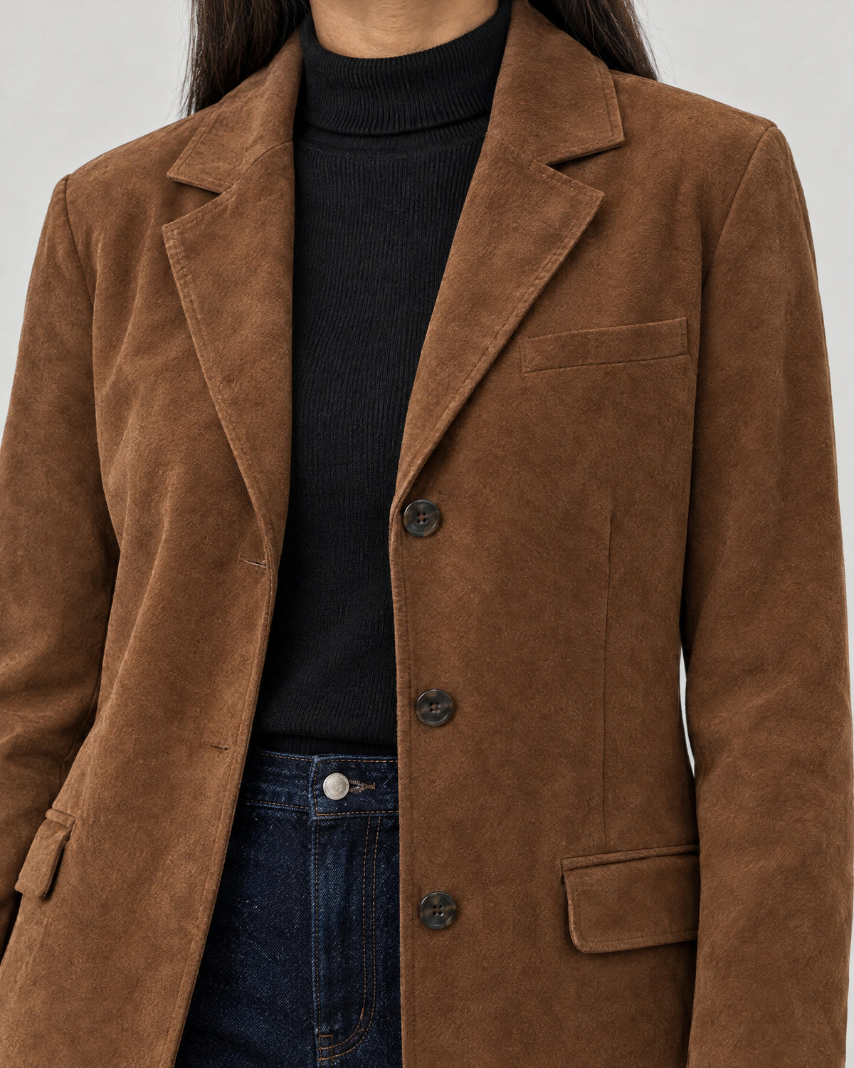 Blazerjacke – Detail Revers und Wildlederoptik