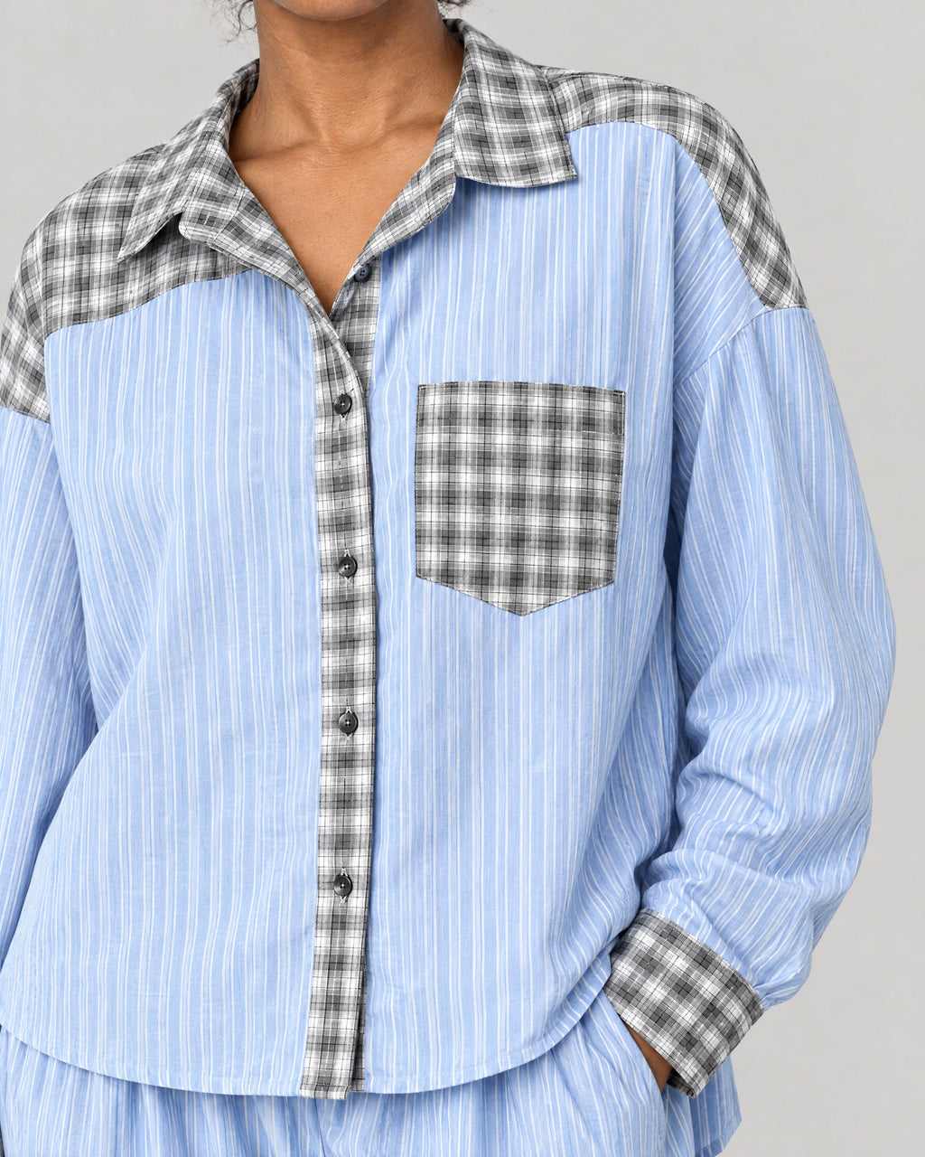 Pyjama-Set – Detail Patchwork und Brusttasche
