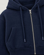 Cropped Sweatjacke – Detail Reißverschluss