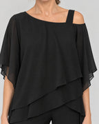 Cold-Shoulder Zweiteiler – Detail Chiffon-Lagen