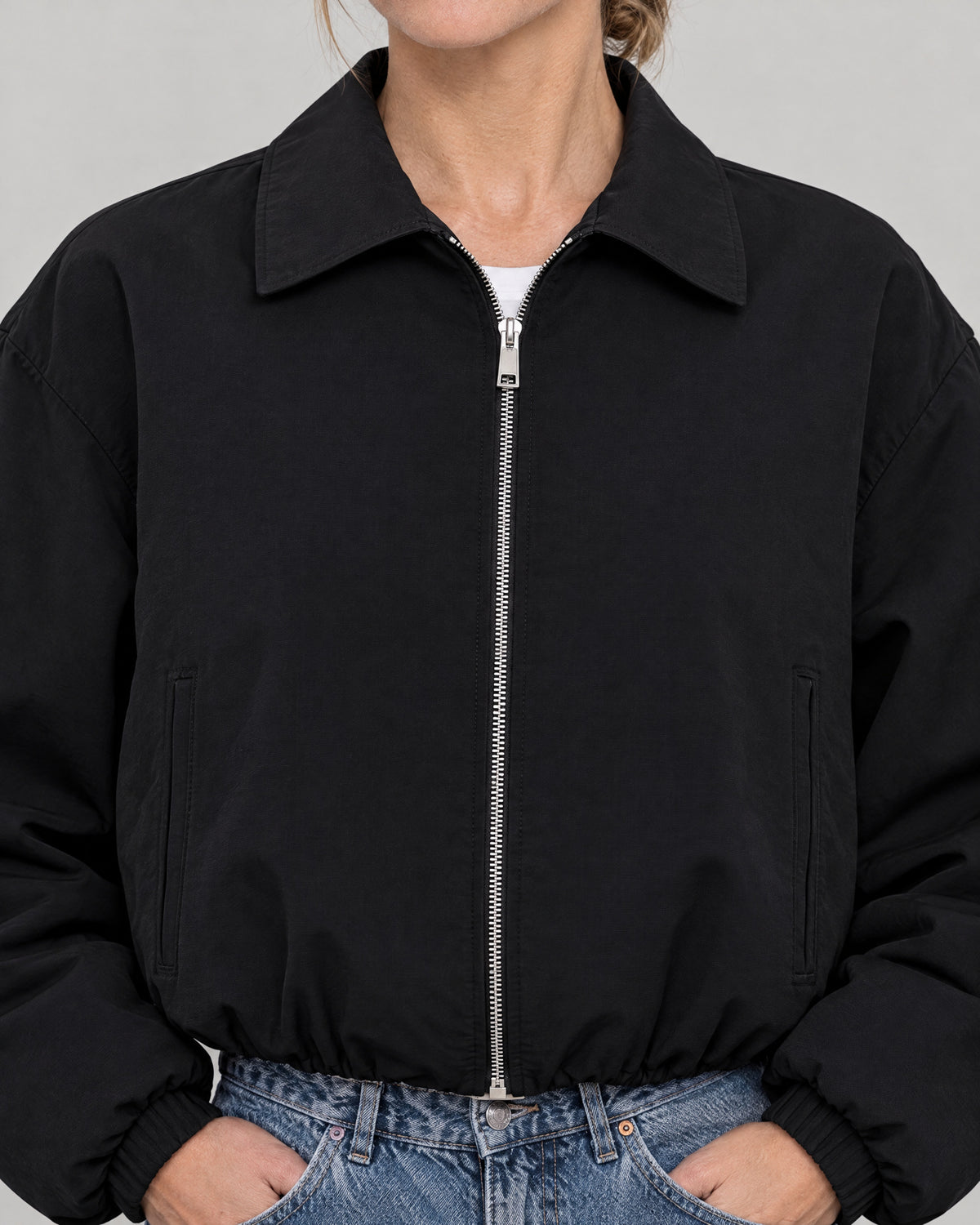 Blouson – Detail Kragen und Reißverschluss
