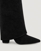 Wildlederstiefel – Detail Spitze und Blockabsatz