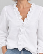 Rüschenbluse – Detail Rüschen am Ausschnitt