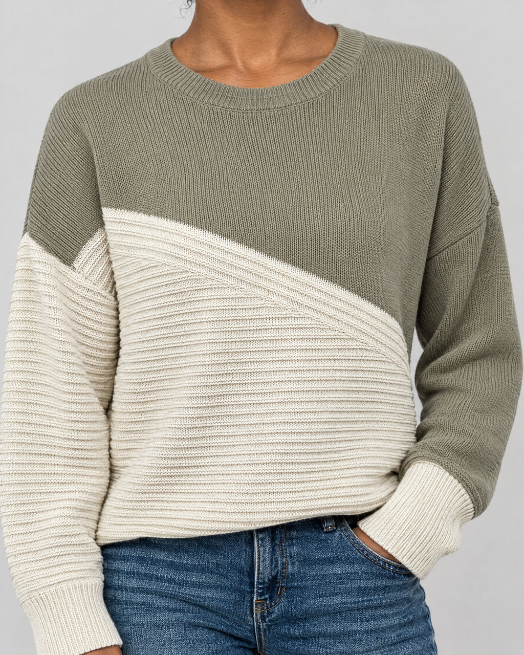 Pullover – Detail Strick und Farbwechsel