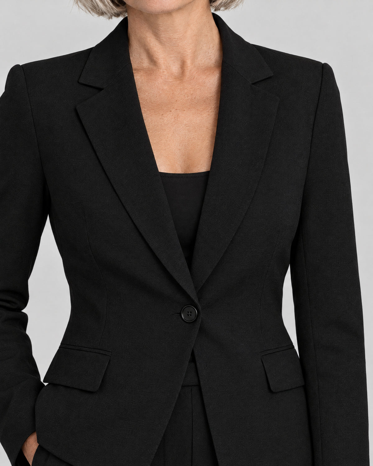 Blazer-Set – Detail Revers und Knopf