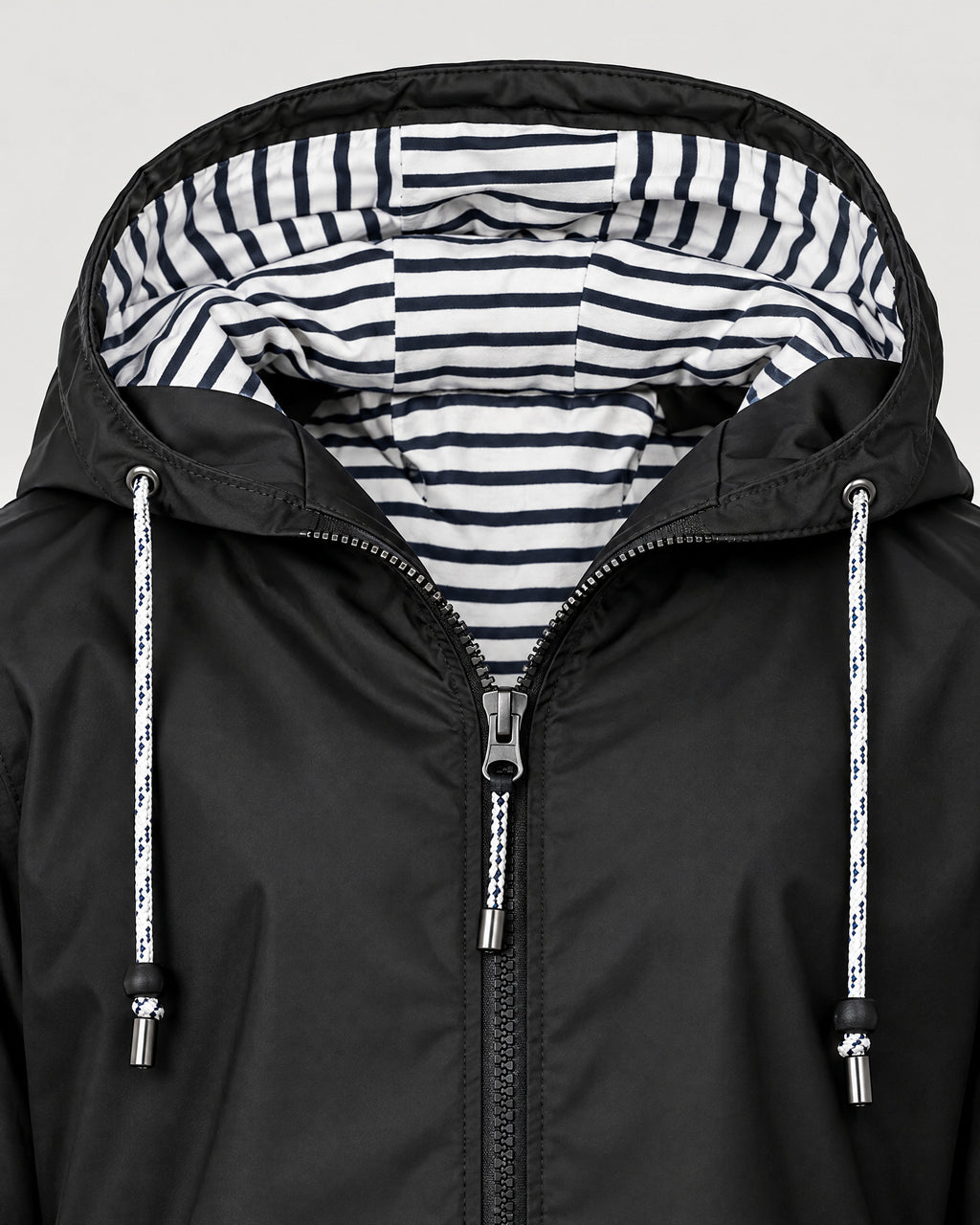 Regenjacke – Detail Streifenfutter