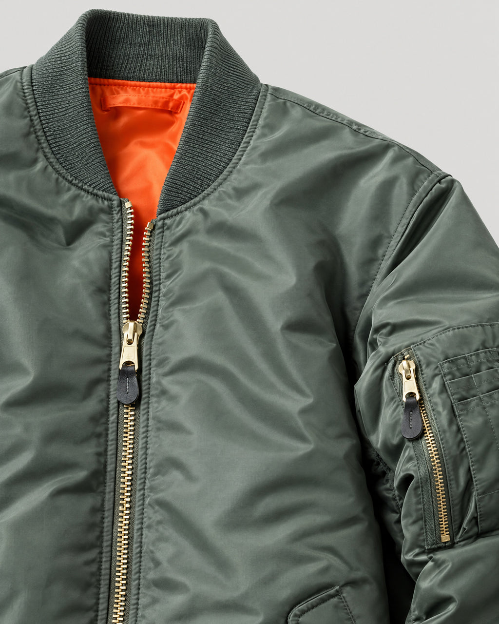 Bomberjacke – Detail Kragen und Futter