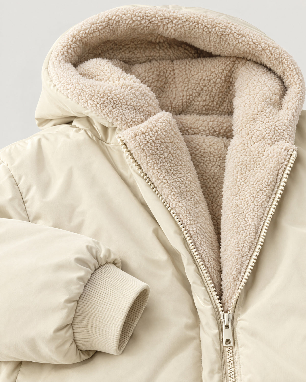 Oversized Winterjacke – Detail Teddyfutter