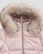 Kurze Steppjacke Damen – Detail Kunstfell-Kapuze
