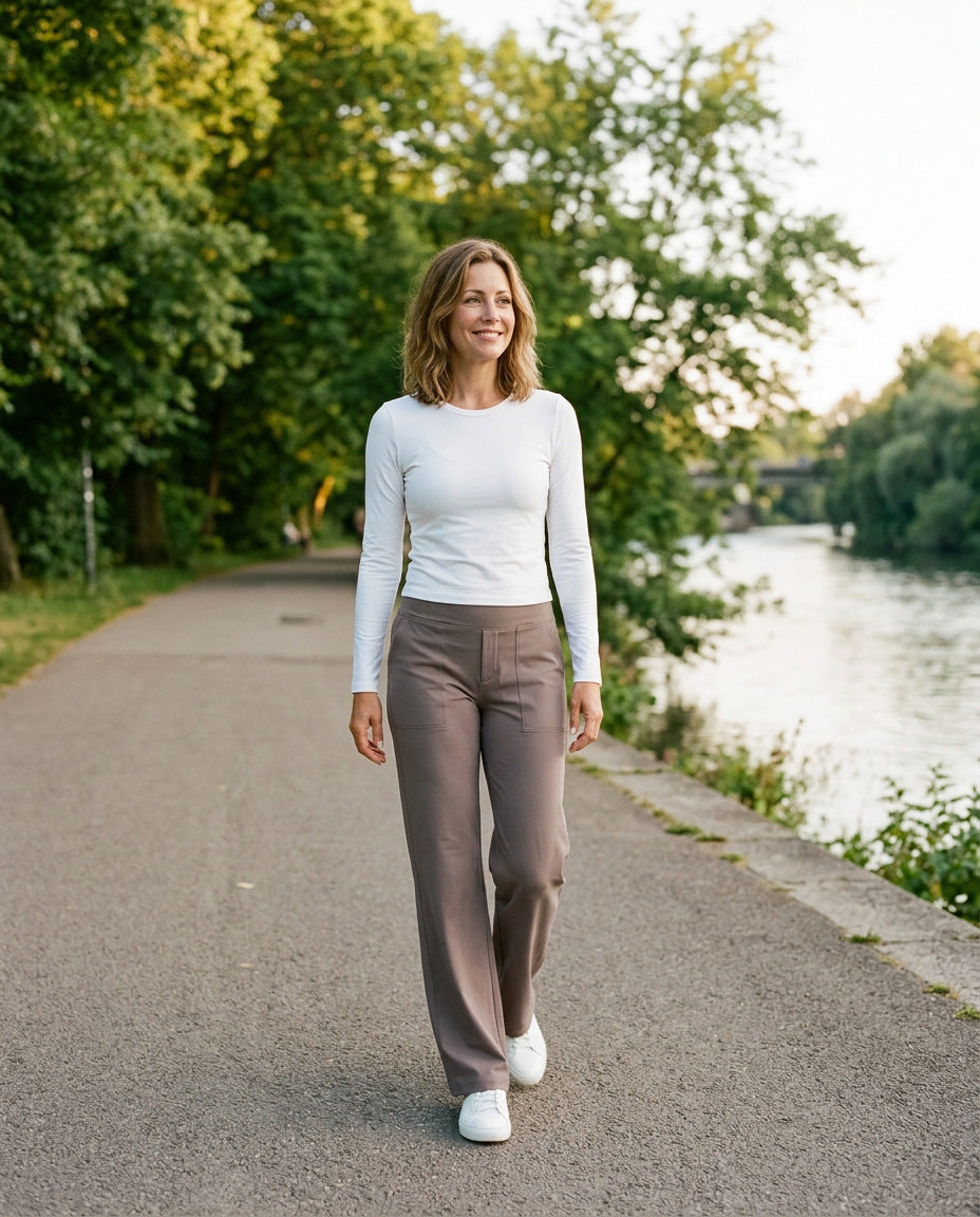 Yogahose – am Flussufer