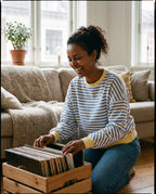 Gestreiftes Sweatshirt – zu Hause