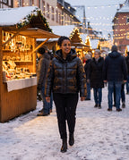 Glanz-Pufferjacke Damen Schwarz – auf dem Weihnachtsmarkt