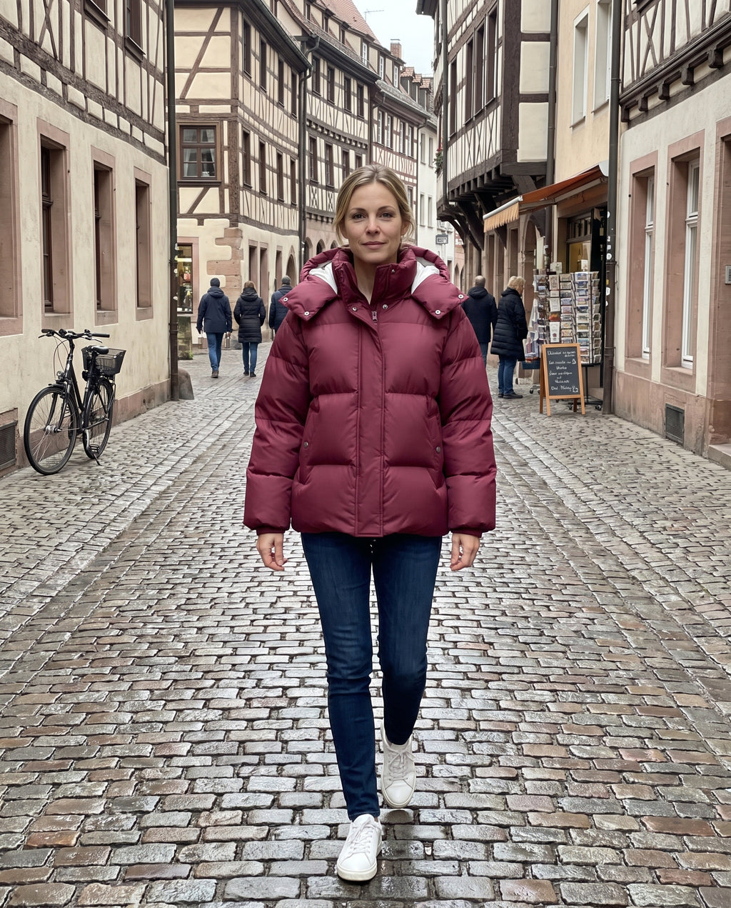 Oversized Pufferjacke – in der Altstadt