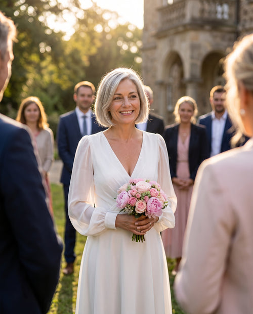 Brautkleid langarm – bei der Gartenhochzeit