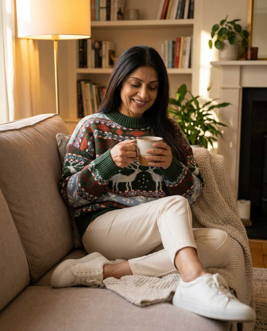 Weihnachtspullover – im Wohnzimmer