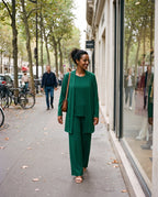 Set mit Strickjacke – in der Stadt
