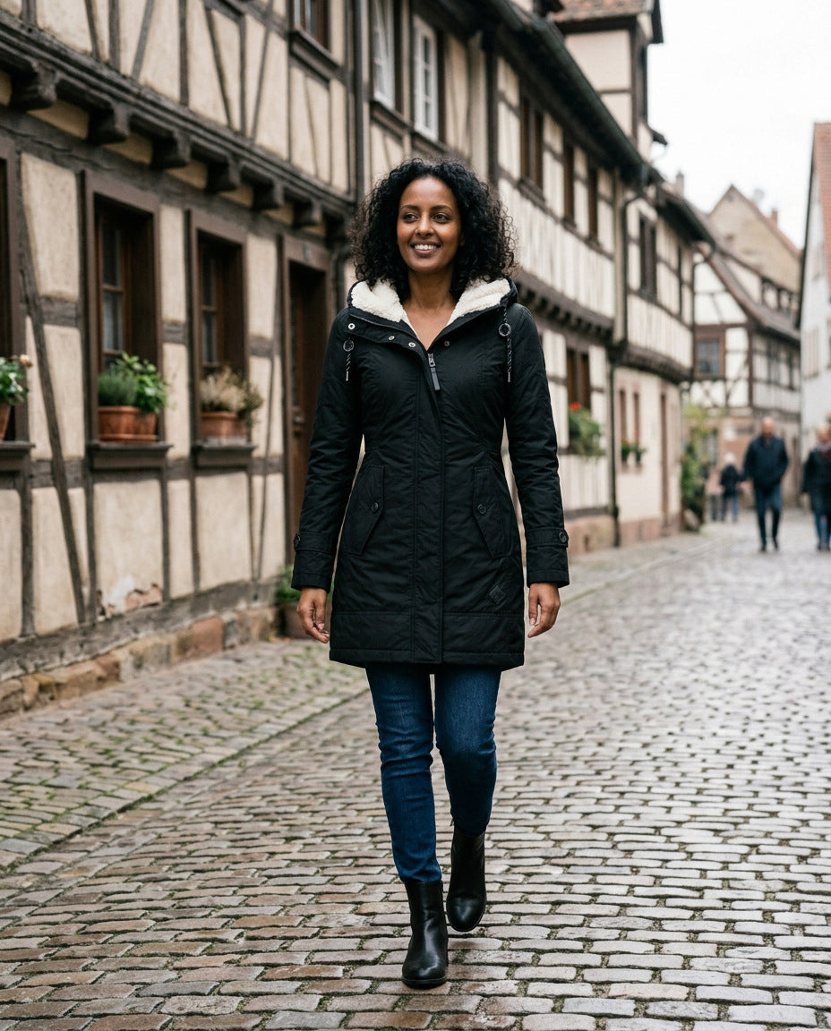 Wintermantel Damen Schwarz – in der Altstadt