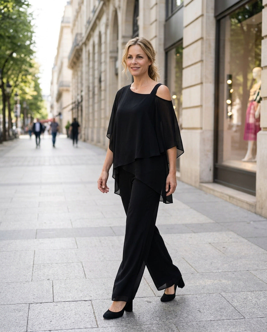 Cold-Shoulder Zweiteiler – auf dem Stadtboulevard