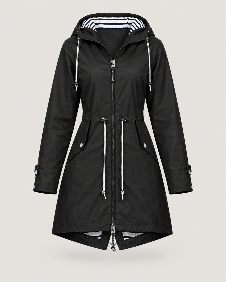 Regenjacke Damen mit Kapuze Schwarz – Produktansicht
