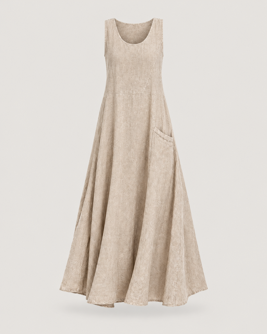 Ärmelloses Maxikleid Damen Khaki – Produktansicht