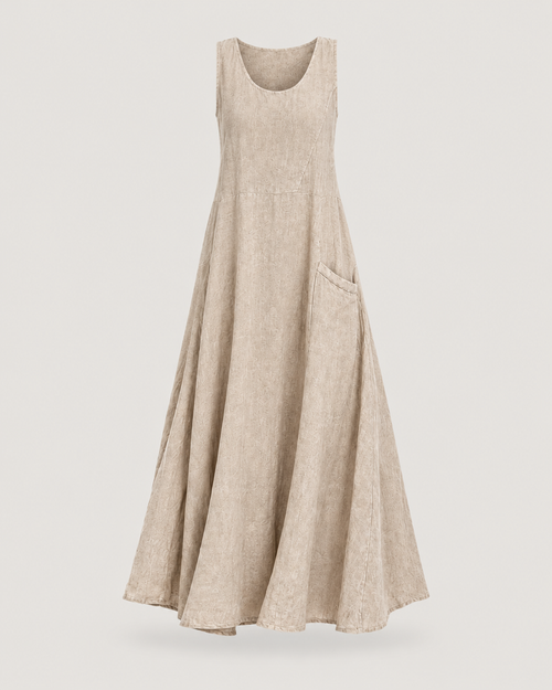 Ärmelloses Maxikleid Damen Khaki – Produktansicht