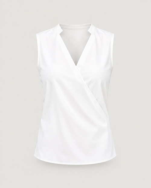 Ärmellose Bluse Damen mit Wickelausschnitt Weiß – Produktansicht