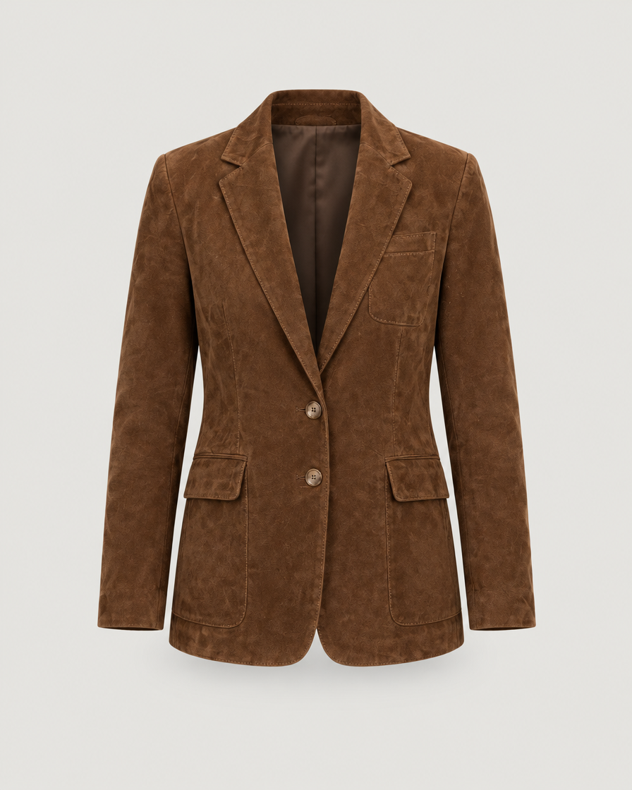 Blazer Damen in Wildlederoptik Dunkelbraun – Produktansicht