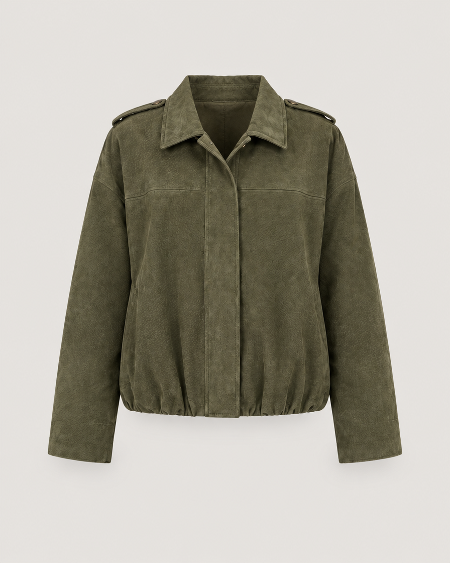 Jacke Damen in Wildlederoptik Olivegrün – Produktansicht