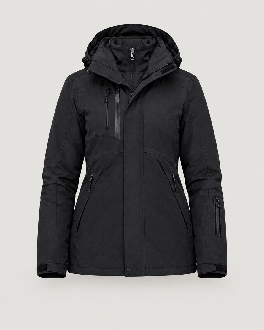 Skijacke Damen wasserdicht mit Kapuze Schwarz – Produktansicht