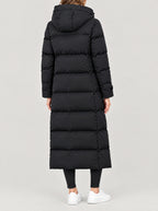 Langer Parka Damen Schwarz – Rückansicht