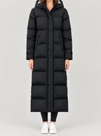 Langer Parka Damen Schwarz – Vorderansicht