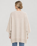 Oversize Pullover Damen Beige – Rückansicht