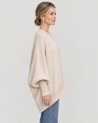 Oversize Pullover Damen Beige – Seitenansicht