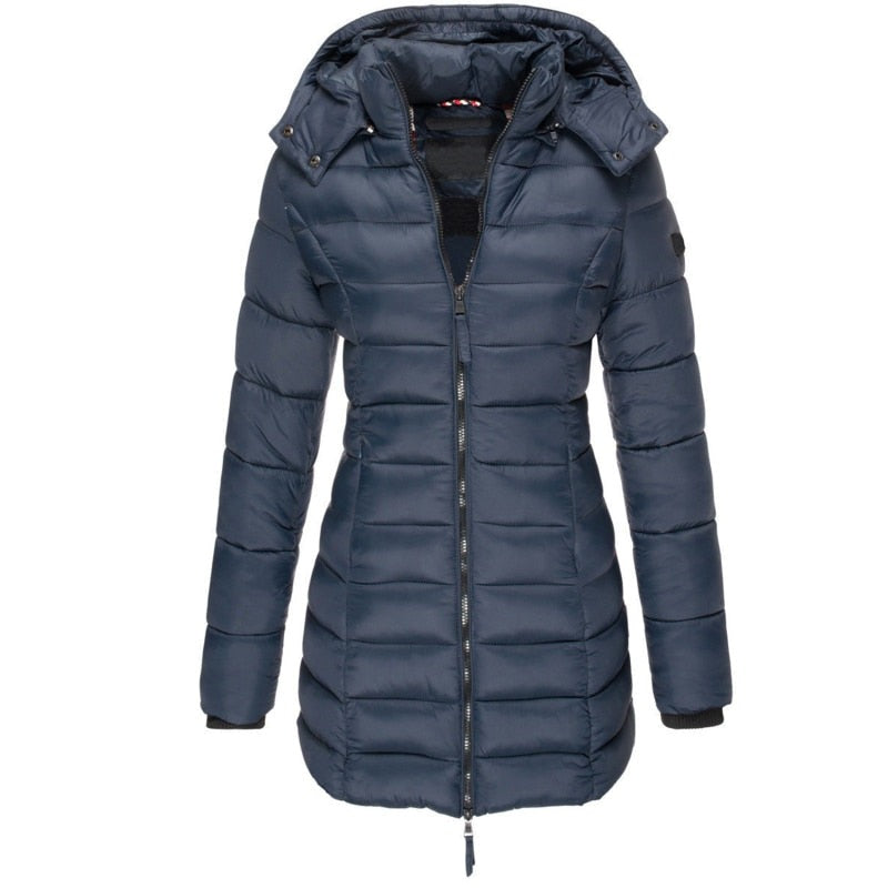 Taillierte Steppjacke Marineblau