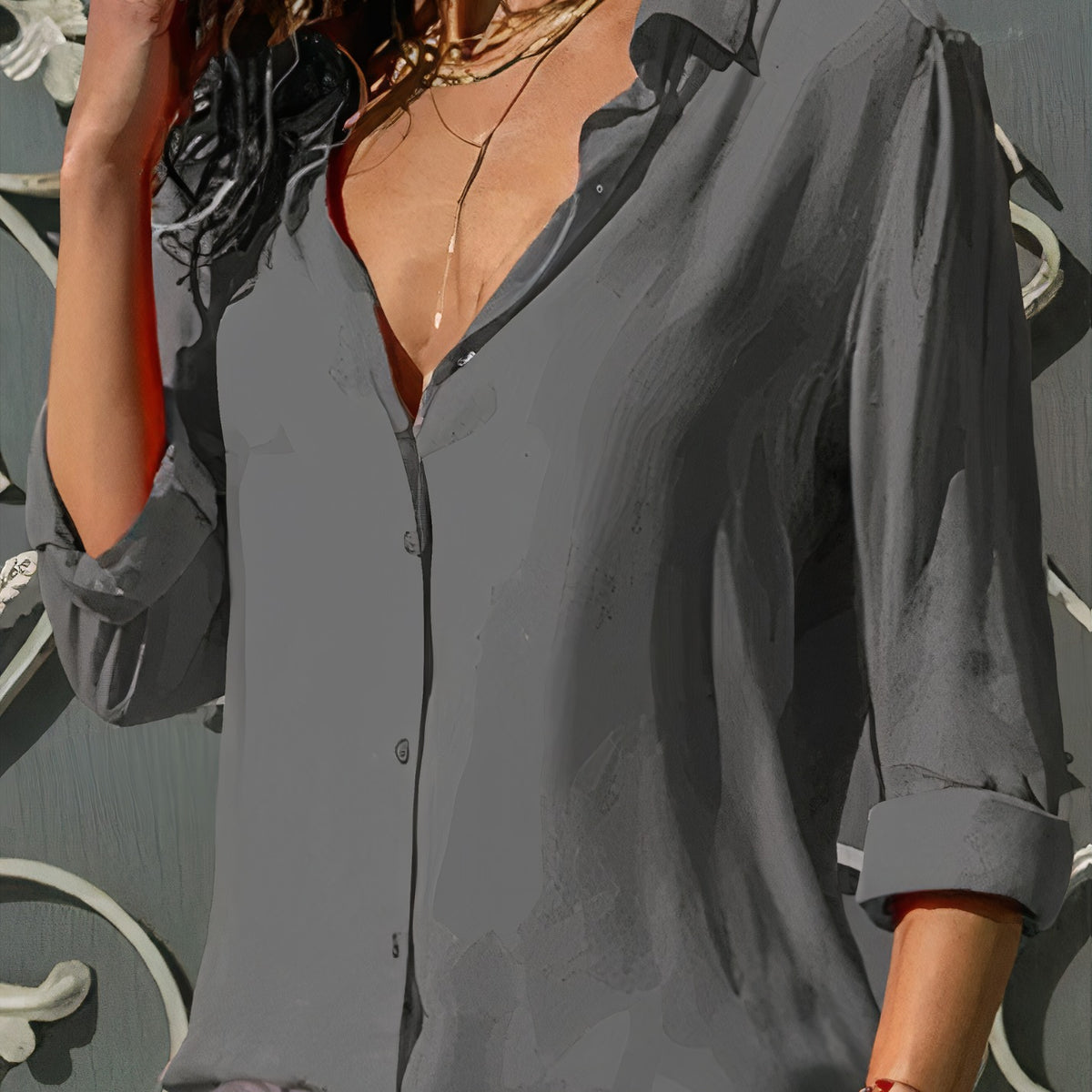 Chiffonbluse Grau